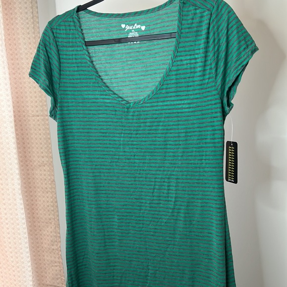 Dress size XL STRIPED/ Green color  Ribbed Curved Hem Midi Dress new wit… - Picture 8 of 9